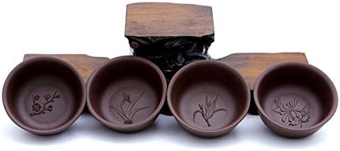 4-Count Chinese Handmade Yixing Zisha Purple Clay Tea Cup, 2 oz, Kung Fu Tea Cup