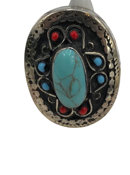 Turquoise Stone Ethnic Ring, Afghan Kuchi Ring, Boho Ring, Afghan Jewelry