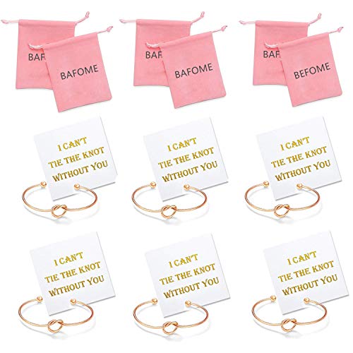I Can't Tie The Knot Without You Bridesmaid Bangle Rose Gold Bracelets With Card-Set of 1,4,5,6,10
