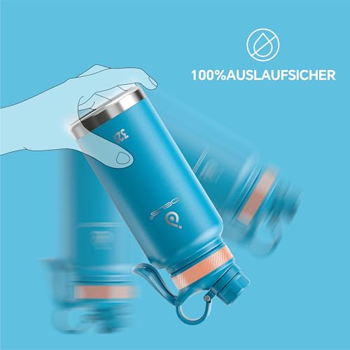 Ideus Vakuumisolierte Wasserflasche, 950 ml Edelstahl Doppelwand Flasche Metall Sport Kantine mit auslaufsicherem Schraubverschluss – Ansicht 6