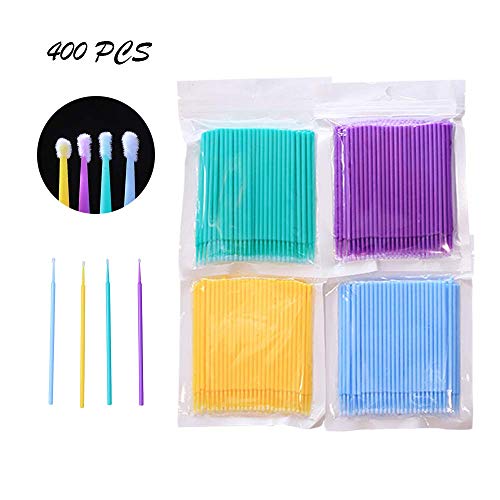 Preisvergleich Produktbild 400 Stück Einweg Wattestäbchen, Wimpernverlängerung Einweg Tattoo Make-up Pinsel Wattestäbchen Stick mit Kunststoffgriff