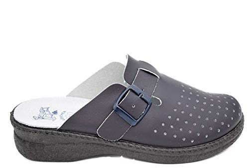Sabot anatomique d'infirmière chaussure boucle pour travail peau marine 23819 - Bleu - bleu, 35 EU EU Cover