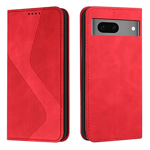 Étui portefeuille Google Pixel 7 housse en cuir PU rouge antichoc