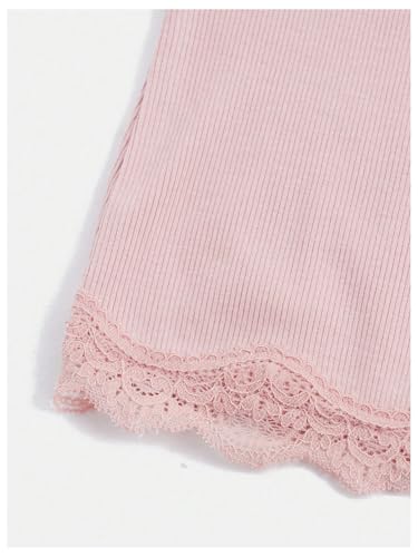 Image of SOLY HUX Girl's Lace Trim Camisoles Ribbed Spaghetti Strap Crop Tank Tops
