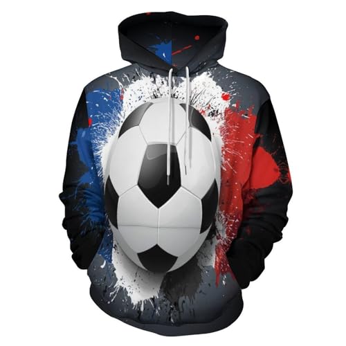 Sweat à capuche homme football graffiti pull unisexe drapeau français