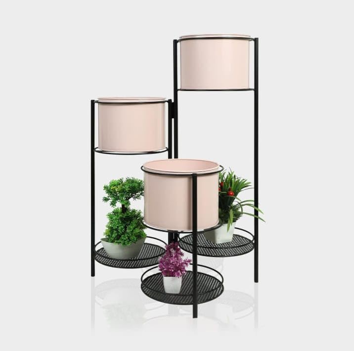 CROWN HANDICRAFTS Iron 3 Tier Plant Stand for Living Room Bedroom Indoor Outdoor, Home & Garden Plant Stand Size 81 cm (PINK & BLACK) (B0CHX2H7NM) Amazon Price History, Amazon Price Tracker