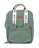CHILDHOME, Sac a Dos, Bebe, Sac à dos Enfant, Cartable maternelle, Pochette isotherme, Compartiment boite à repas, Solide, Matière Coton, My First Bag, 7L, Mini Club, Signature, Vert