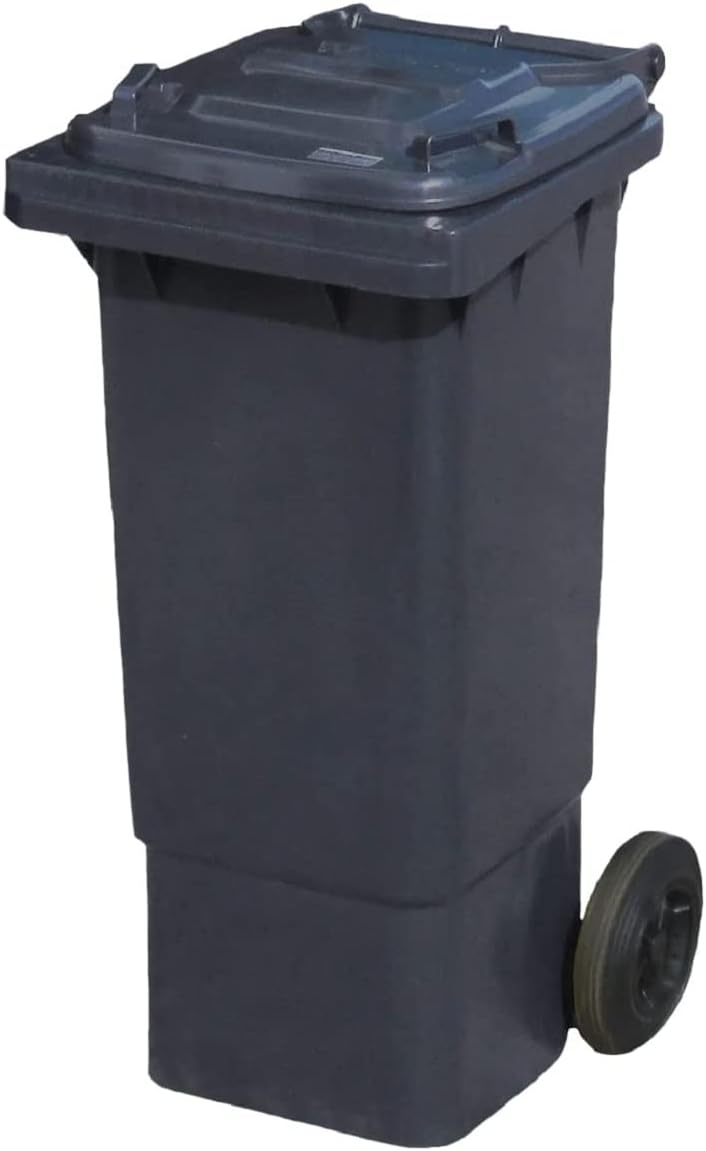 Grey 80 ltr Wheelie Bin - Small Size Household Wheelie Bin - Tough & Durable - For All Your Outdoor Rubbish & Recycling - EN840 Certified & Tested