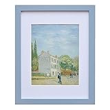 Muzilife 8x10 Wood Picture Frame Flat Display Pictures 5x7 with Mat or 8x10 Without Mat for Wall or Tabletop 1pc, Blue