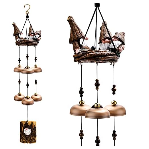 Wind Chimes for Outside, Gnome Wind Chimes with 6 Larger Bells for Mom Daughter Women’s Gift,Outdoor Wind Chimes for Patio Porch Garden Backyard Decor