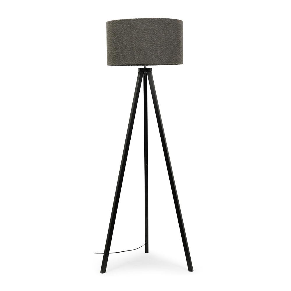 B&Q -  Barbro Black Tripod Floor Lamp With Charcoal Boucle Shade