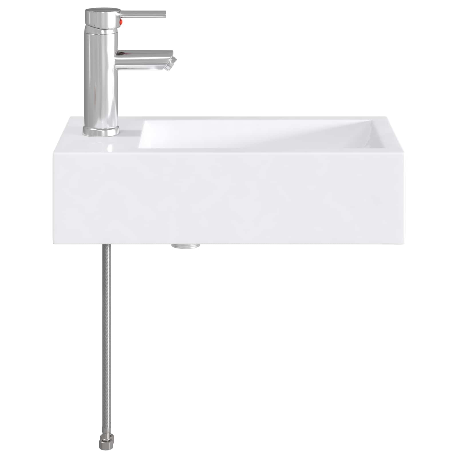 Fengshui Metalowa umywalka chrom 45,5 x 25,5 x 13 cm | Odporny na korozję, wbudowany kran i odpływ, łatwa pielęgnacja, idealna do małych łazienek