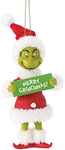Department 56 Possible Dreams Dr. Seuss How The Grinch Stole Christmas Merry Grinchmas Hanging Ornament, 5 Inch, Multicolor