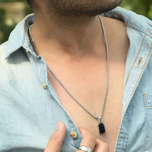 Image of PALMONAS Shadow Octane Necklace for Men - Waterproof & Anti-Tarnish