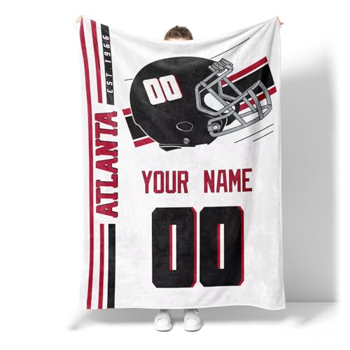 Image of Atlanta Throw Blanket Custom Name and Number Personalized Gifts for Men and Women