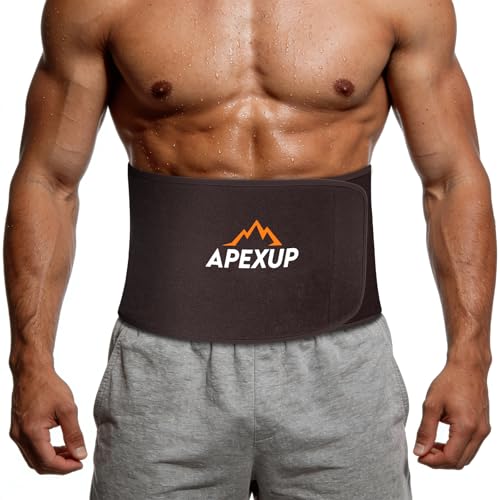 APEXUP Waist Trainer for Women Lower Belly Fat, Men Sweat Band, Stomach Wrap, Waist Trimmer with Removable Lumbar Support Large Mocha