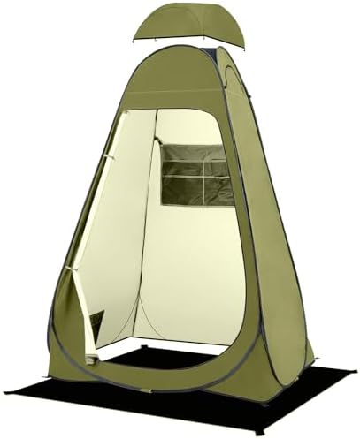 BRIAN & DANY Pop Up Shower Tent, Portable Changing Tent with Rain Shelter & Windows, Privacy Camping Tent for Hiking Beach, UPF 50+ & Waterproof, 47.2" x 47.2" x 74.8", Olive Green