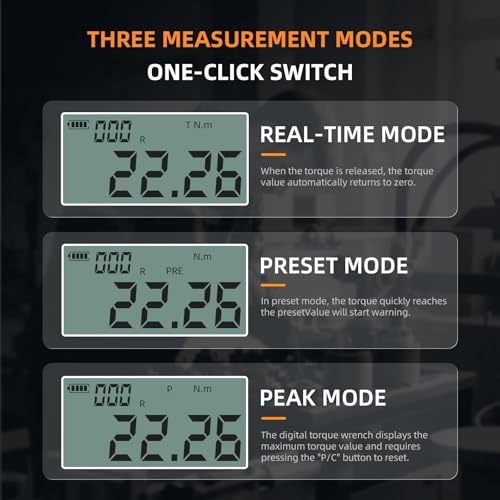 Digital Torque Wrench 1/4 Drive (7.37Ft/ 0.3-10 N.m)±2% High Accuracy Digital Torque Wrench with Buzzer and LED Flash Notification Four Units of Measure Torque Wrenches Digital — view 6