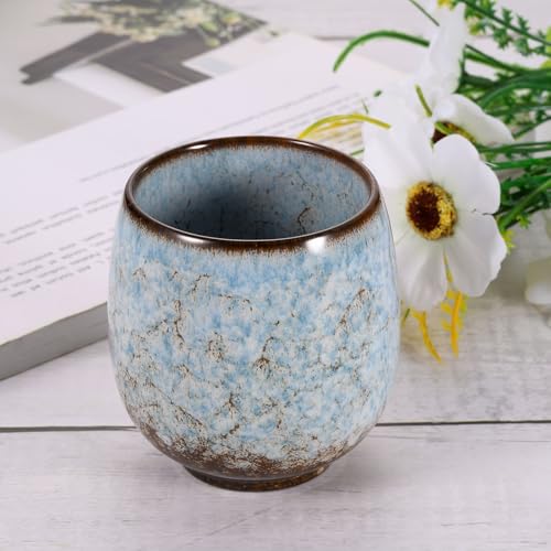 sourcing map 4pcs Chinese Ceramic Teacups 5.75oz Traditional Gong Fu Tea Set Ceramic Mate Teacup Japanese No Handle Small Coffee Cup for Mate Tea Coffee Wine Drinks, Light Blue - Image 4