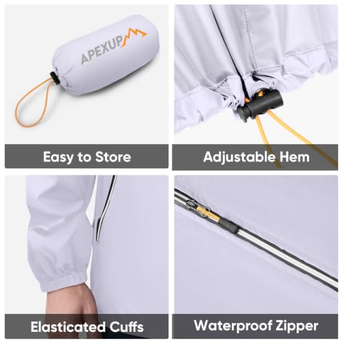 Image of APEXUP Packable Rain Jacket Men Waterproof Lightweight Raincoat with Hood