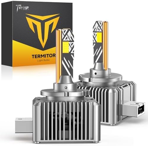 Termitor D1S Light Bulbs, 80,000LM Brightness Output, 6500K Pure Cool White, IP68 Waterproof, 1:1 OEM Fit, 3-Minute Setup, 10-Year Lifespan, Pack of 2
