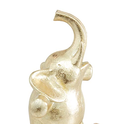 Deco 79 Polystone Elephant Handmade Sculpture, 7" X 3" X 12", Gold #TOP5