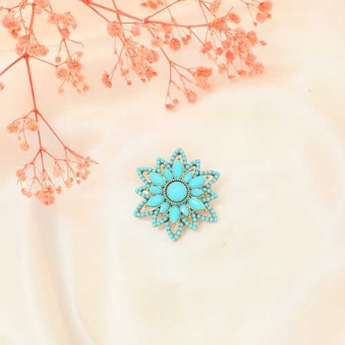 Image of Turquoise West Cowboy Oval Tear Drop Brooch Pin for Women Retro Brooches Pins Classic Fashion Jewelry Accessories Gift