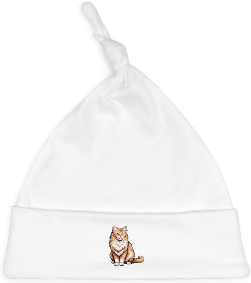 Azeeda 'Pixel Style British Longhair Cat' Baby Beanie Hat (BH00041103) White