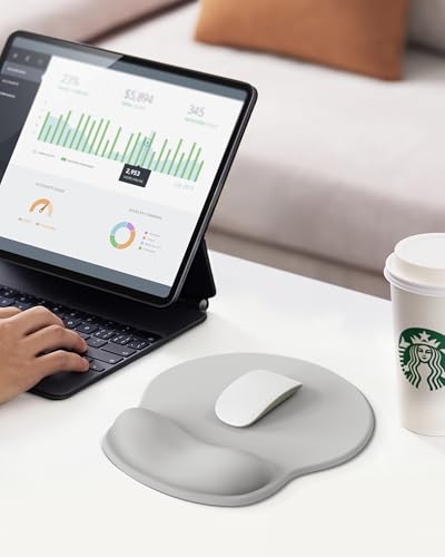 Image of Mouse Pad with Wrist Rest, Ergonomic Mouse Pads for Desk, Office Non-Slip Mousepad with Gel Wrist Support(Light Gray, 10.6''L x 9''W)