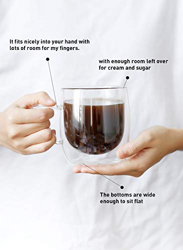 image for Sweese 421.101 Double Wall Glass Coffee Mugs Insulated Latte Mugs with