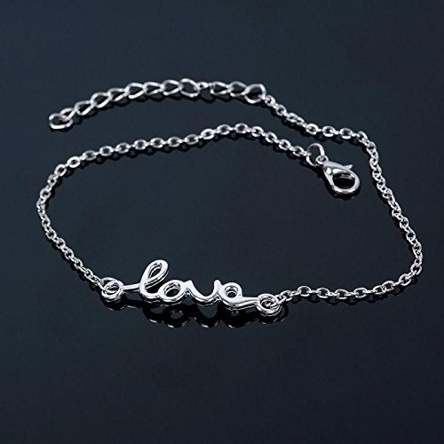 Woman Summer Anklet LOVE Anklet Jewelry Barefoot Sandal Beach Silver