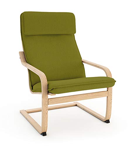 VINYLLA Funda de repuesto para sillón Ikea Poang (diseño 1, algodón, verde)