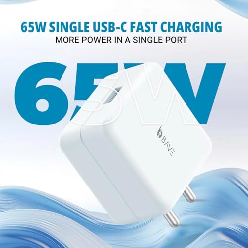 Image of BAVE 65W SuperVOOC Fast Charger with USB-A to Type-C Cable | Compatible with OnePlus, Oppo, Realme, Xiaomi, Redmi, Poco, Honor Devices | Supports VOOC, Warp, Dash & Dart Charging | BIS Certified