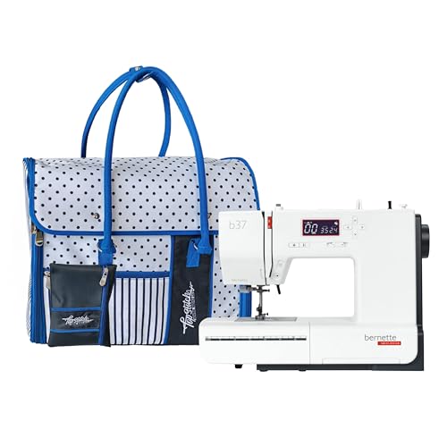 PACCHETTO SPECIALE - TOP STITCH TOTE BAG (un valore di $164,99): per un periodo di tempo limitato, questo Bernette B37 viene fornito con una borsa da trasporto Top Stitch, un valore di $164,99. Questa borsa premium è il compagno perfetto per la tua nuova macchina, progettata per viaggiare e riporre in sicurezza.