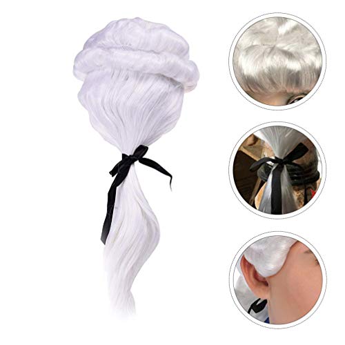 KESYOO Advogado Peruca George Washington Peruca Branca Juiz Peruca Longo Encaracolado Peruca Cosplay