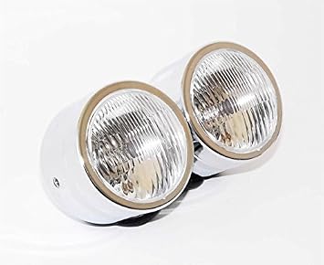 OZ-USA Chrome Twin Headlight Motorcycle Double Dual Lamp Street Fighter Naked Dominator