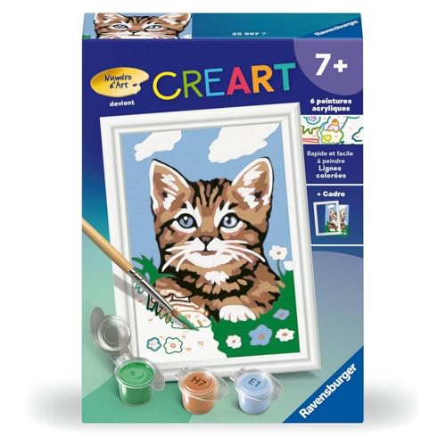 Ravensburger CreArt Kids 8x12 cm - Kunstnummer - Braunes Kätzchen - Malen nach Zahlen Set ab 9 Jahren - 25997