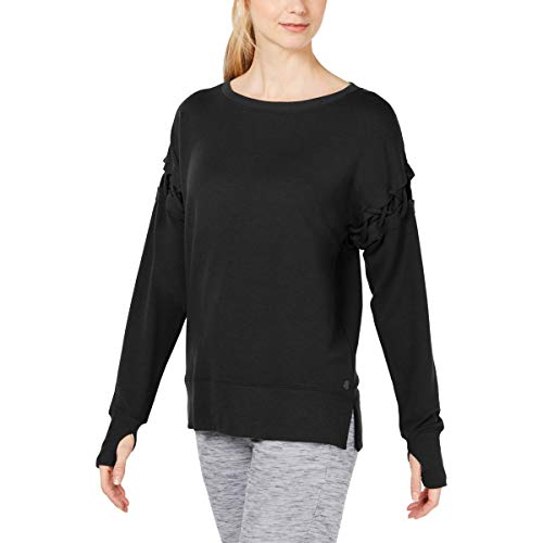 Ideology Womens Criss-Cross Crewneck Sweatshirt Black M