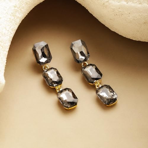 Image of Rubans Drop Earrings American Diamond Crystal Stylish Trendy Jewellery Gift for Women & Girls