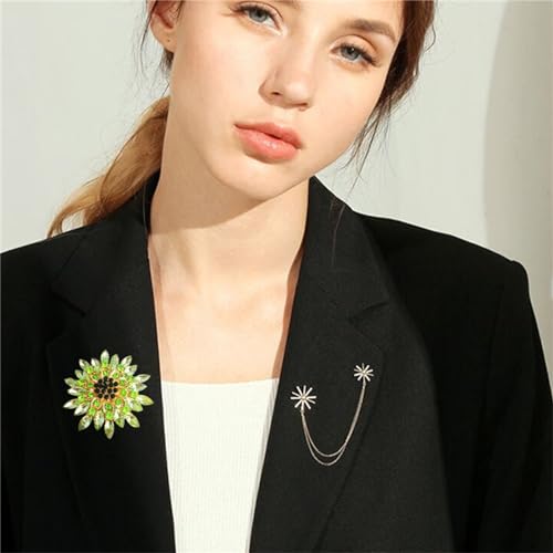 Image of WCRAZYE Sunflower Brooch Pins for Women Sparkly Big Premium Rhinestone Crystal Red Flower Bouquets Lapels Brooch Elegant Clothing Skirt Hat Bag Accessories for Teen Girls