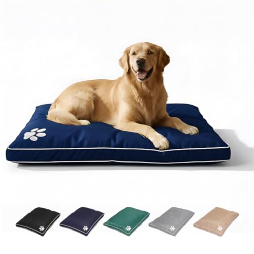 Rohi Water Repellent Dog Bed | Comfortable & Washable Dog Bed for Pets | Removable Polyester Dog Mattress (Small, Navy Blue)