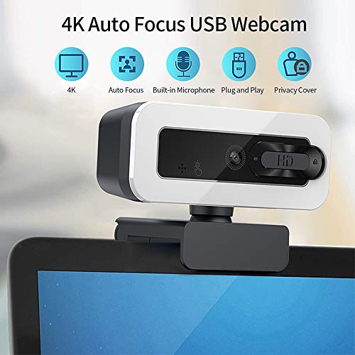 mingzhe Webcam USB com foco automático 4K sem driver com microfone de redução de ruído Capa de priva