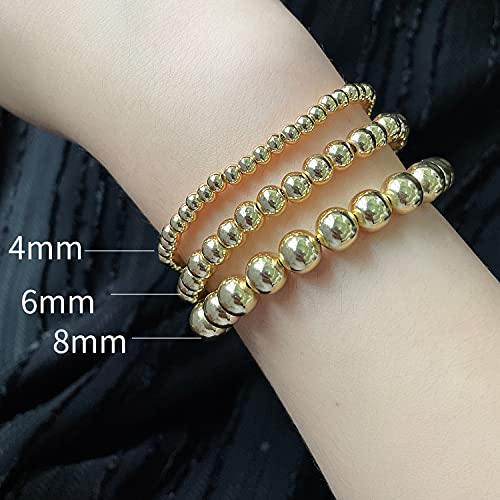 image for Badu Gold Bead Bracelet for Women 14K Gold Plated Bead Ball Bracelet S