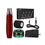 Kit de tatouage rotatif professionnel avec cartouche d'alimentation et aiguilles à pédale pour liner Shader (ensemble noir)