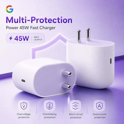 Image of AILKIN 45W USB-C Fast Charging Adapter Compatible with Google Pixel 10 /10 Pro /10 Pro XL /10 Pro Fold, Pixel 9 Series, Pixel 8 /7 /6 /5 Series, Chromebook, Pixel Buds & More