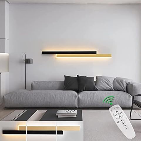 Gold Indoor LED Wall Lights with Remote Control Dimmable Wall Lamp White Aluminium Modern Long Wall Lamp Up Down Strips Lights Wall Wash Light Living Room Bedroom Hallway Stairs,40cm 30W Cover