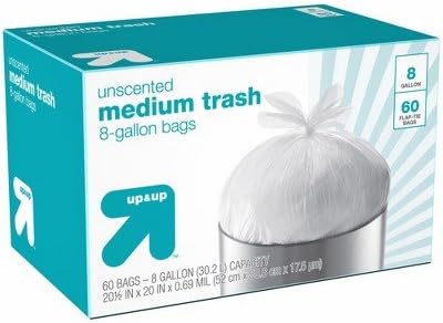 Medium Unscented Flap-Tie Trash Bags - 8 Gallon - 60ct - Up & Up White
