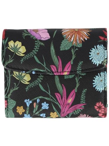 Julia Buxton Women's Stylish and Colorful Mini Trifold Wallet, Black Botanical4