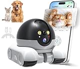 Belcore Pet Camera Robot, Wireless 1080P Movable Pet Camera Battery-Powered with Phone App emote Control for Cats Dogs, Indoor Cam, 2-Way Talk, Night Vision, Motion Detection