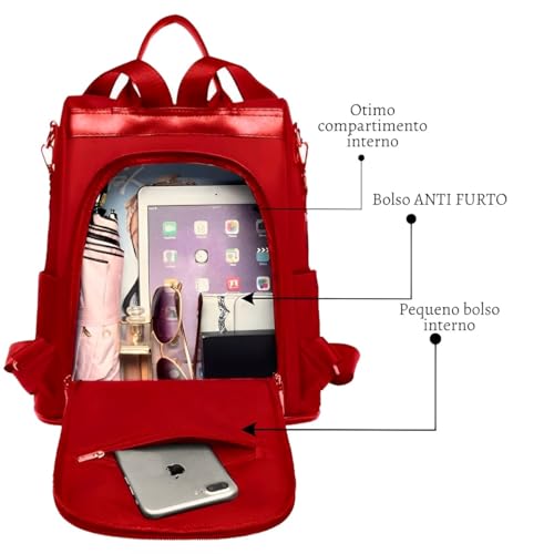 Kit Mochila Anti Furto Feminina Casual Elegante Bolsa Térmica Resistente Alça Costa Mochilinha Viage